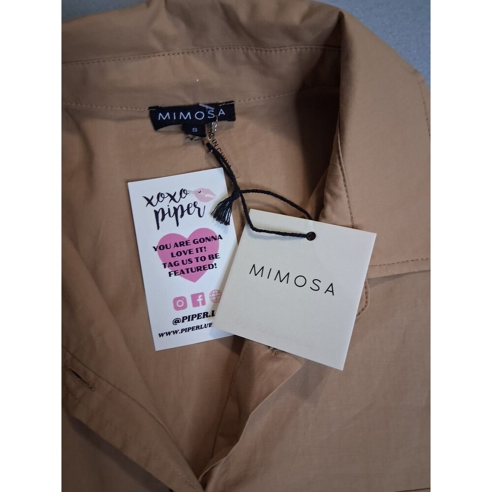 Mimosa Beige Oversized Button Down Shirt Sz S 100% Cotton Minimalist Casual Chic - Picture 5 of 10